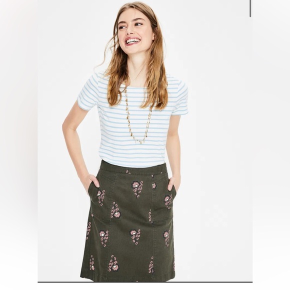 BODEN Helena Green Floral Chino Skirt - Picture 2 of 6